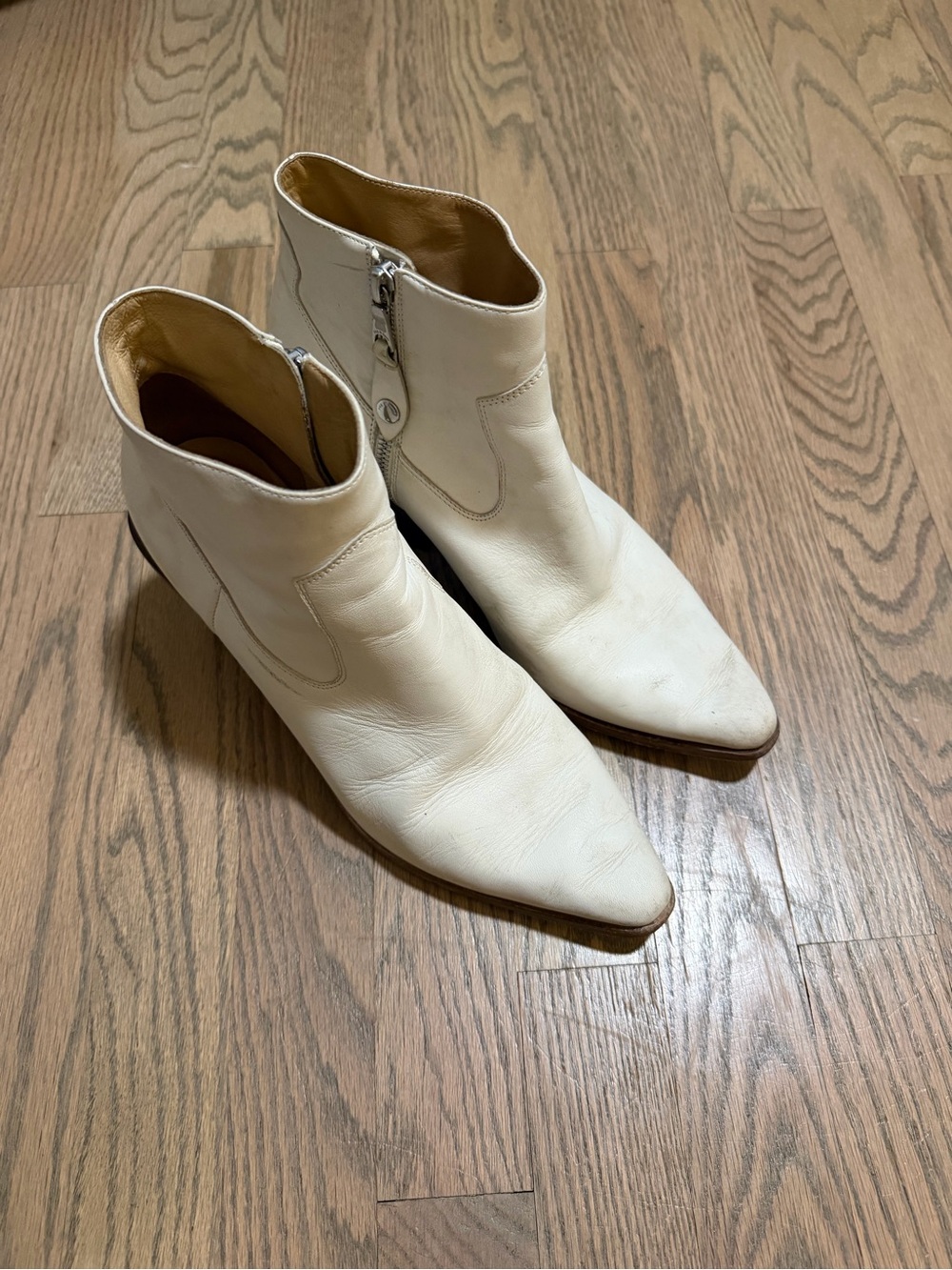 rag & bone White Leather Pointed Ankle Booties